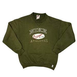 Vintage Nike Air Athletics Green Sweatshirt Embroidered Logo Crewneck M Rare